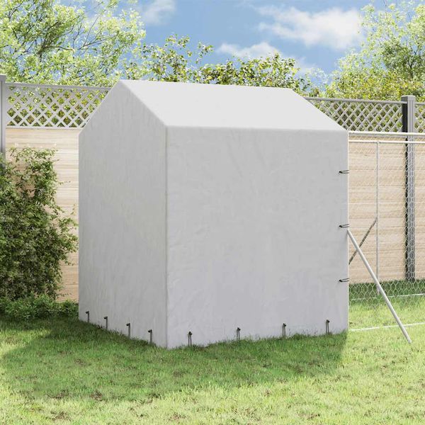 vidaXL Vonkajší koterec pre psov so strechou strieborný 2x14x2,5m oceľ