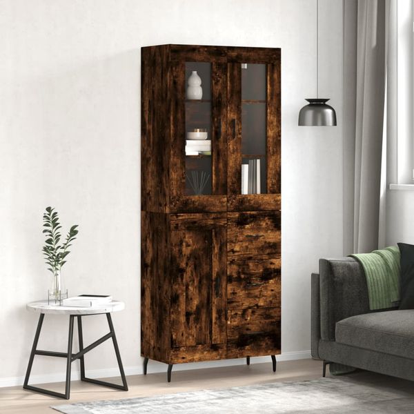 vidaXL Vysoká skrinka dymový dub 69,5x34x180 cm spracované drevo