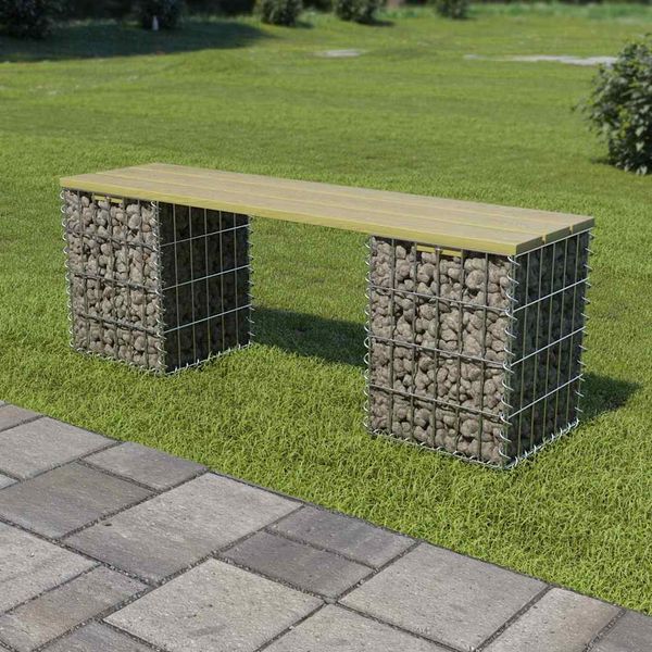 vidaXL Gabiónová lavička 120 cm, pozinkovaná oceľ a borovicové drevo