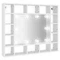 vidaXL Zrkadlová skrinka s LED biela 91x15x76,5 cm
