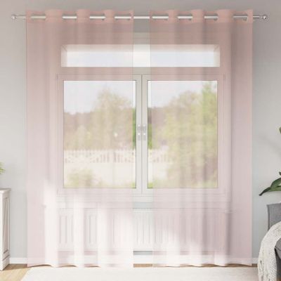 vidaXL Voálové závesy s priechodkami 2 ks svetloružové 140x245 cm
