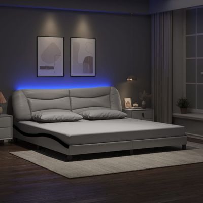 vidaXL Rám postele s LED bez matraca Hvar biely a čierny 200x200 cm