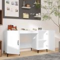 vidaXL Stôl lesklý biely 140x50x75 cm spracované drevo