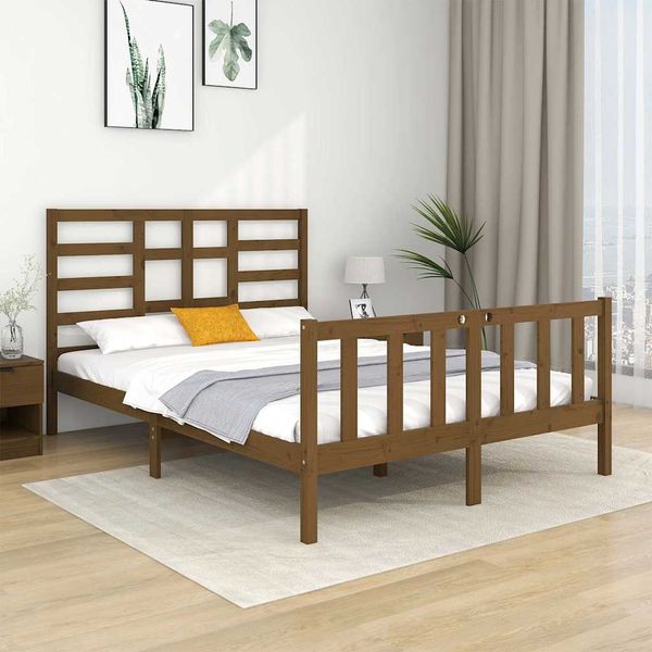 vidaXL Posteľný rám medovo-hnedý borovicové drevo 140x190 cm
