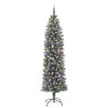 vidaXL Umelý chudý vianočný strom Zelená a biela 210 cm