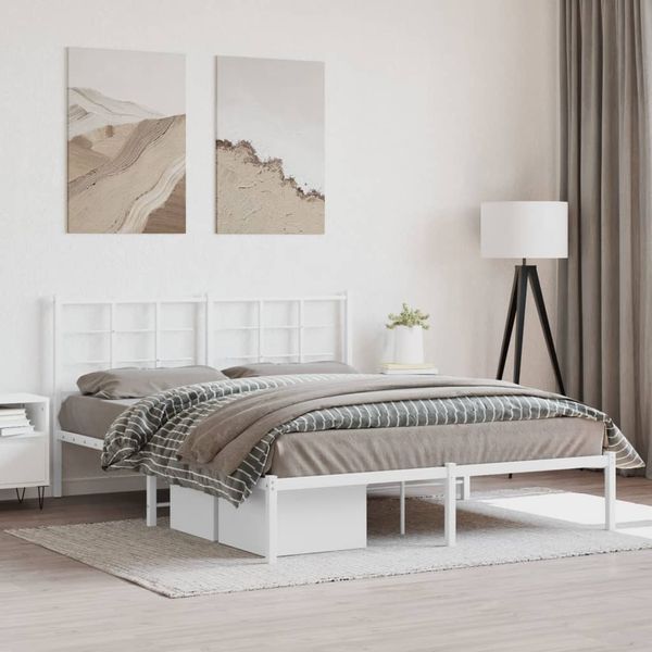 vidaXL Kovový rám postele s čelom biely 150x200 cm