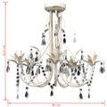 Krištáľový visiaci luster, elegantný, biely, 5 objímok na žiarovky