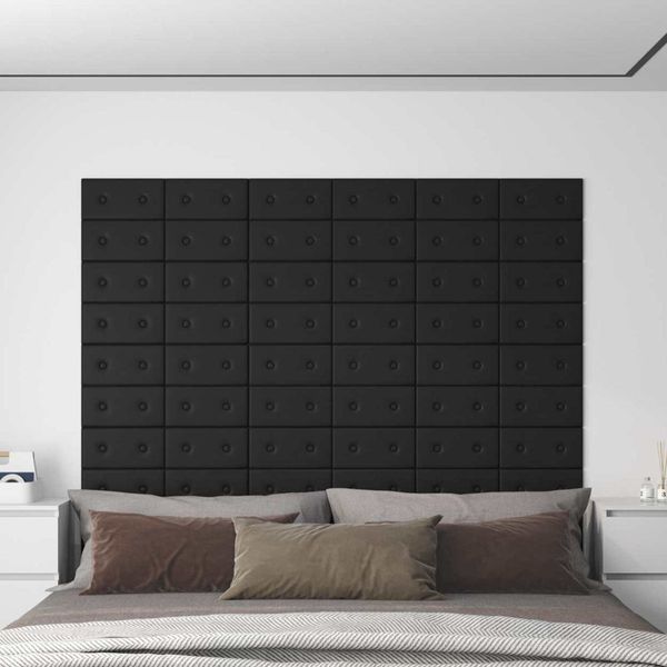 vidaXL Nástenný čelník 12 pcs Čierny 30 x 15 cm Umelá koža