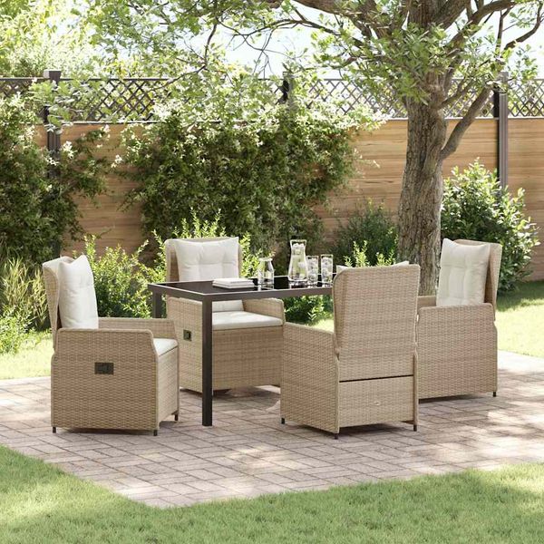 vidaXL Záhradný jedálenský set 5 pcs Beige a svetlo šedá polyratan