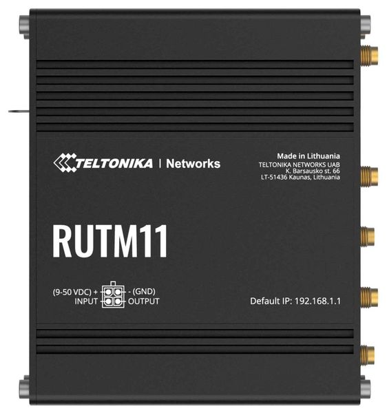 Teltonika INDUSTRIAL 4G LTE ROUTER - RUTM11 Router, prumyslový, 4G (LTE), 3G, Wi-Fi 5, 802.11b/g/n/ac, 3× GbE RJ-45 LAN, 1× GbE RJ-45 WAN, 1× DI/DO, 1× USB, pasivní PoE, Dua