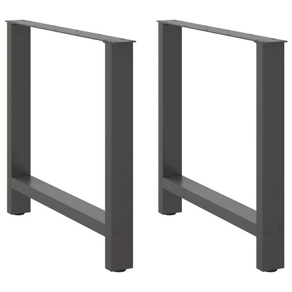 vidaXL Nohy k jedálenskému stolu, antracitové, 2 ks, 80 x (72-73) cm, oceľové