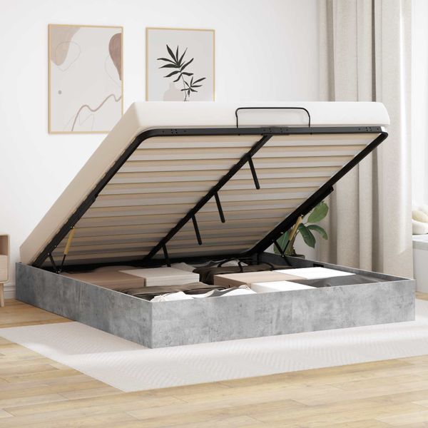 vidaXL Otomanový posteľný rám s úložiskom Betónová 203 x 180 x 25 cm