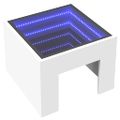 vidaXL Nočný stolík s nekonečnými LED biely 40x40x30 cm