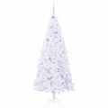 vidaXL Umelý vianočný stromček s 300 LED-i Biela 210 cm PVC a oceľ