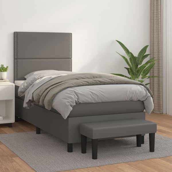 vidaXL Boxspring posteľ s matracom sivá 80x200 cm umelá koža