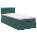 vidaXL Ottoman posteľ s matracom a LED Tmavozelená 90 x 190 cm Zamat