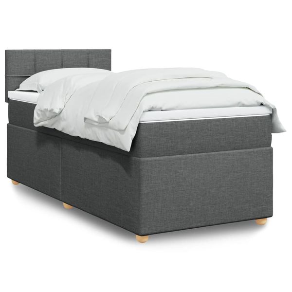 vidaXL Boxspring posteľ s matracom tmavosivá 90x190 cm látka