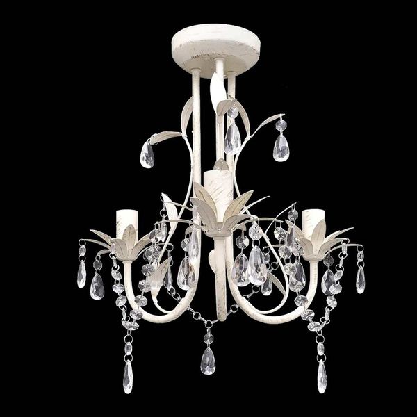 Krištáľový vysiaci luster, elegantný, biely