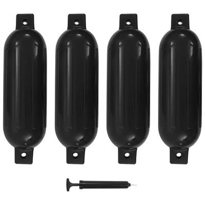 vidaXL Lodný nárazník 4 ks, čierny 51x14 cm, PVC