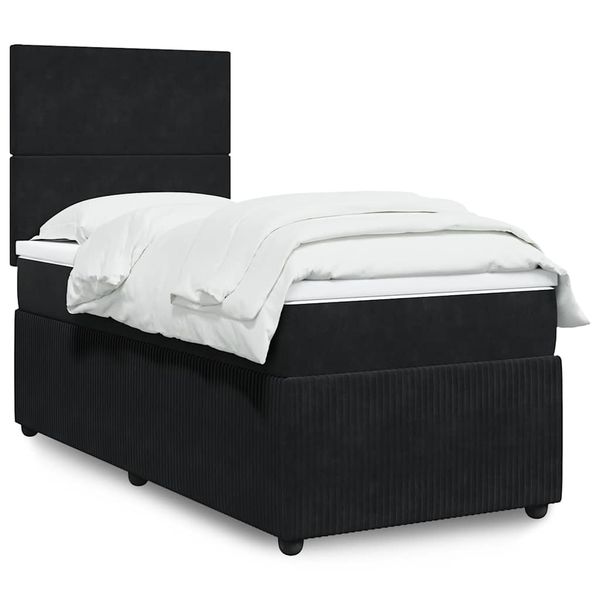 vidaXL Posteľný rám boxspring s matracom čierny 100x200 cm zamat