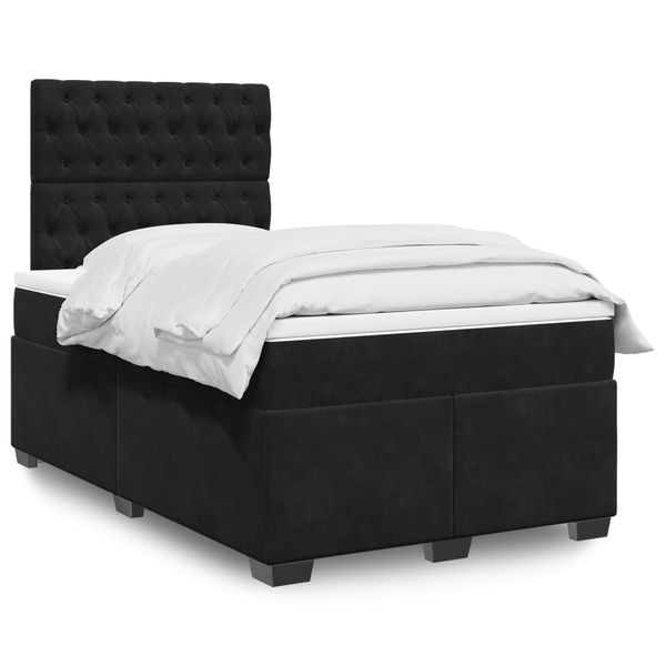 vidaXL Boxspring posteľ s matracom čierna 120x190 cm zamat
