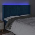 vidaXL Čelo postele s LED tmavomodré 183x16x118/128 cm zamat
