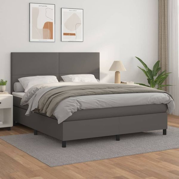 vidaXL Boxspring posteľ s matracom sivá 160x200 cm umelá koža