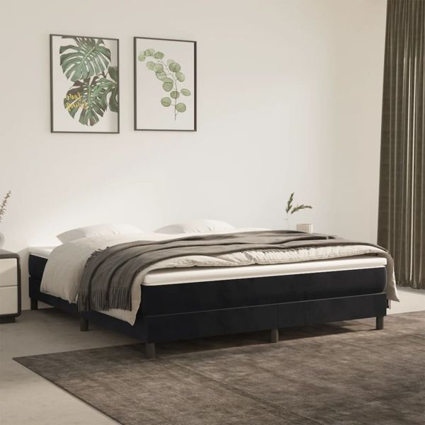 vidaXL Posteľný rám s boxspringom čierny 180x200 cm zamat
