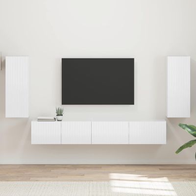 vidaXL Zostava TV skriniek 4 pcs Vysoký lesk bielej Kompozitné drevo