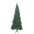 vidaXL Rohový umelý vianočný strom s 300 LED-i Zelená 210 cm PVC a kov