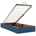 vidaXL Ottoman posteľ s matracom a LED Modrá 180 x 200 cm Látka