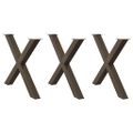 vidaXL Nohy k jedálenskému stolu v tvare X, 3 ks, prírodná oceľ, 90 x (72-73) cm, oceľ