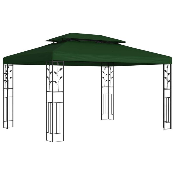 vidaXL Altánok 3,97 x 2,96 x 2,68 m Zelená Polyester a oceľ