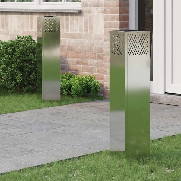 vidaXL Solárne LED svetlo na chodník 2 pcs Strieborná Zinkovaný