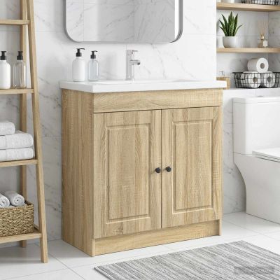 vidaXL Kúpeľňová skrinka pod umývadlo Dub sonoma 78,5 x 37,5 x 81 cm
