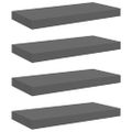 vidaXL Plávajúce nástenné police 4 ks, lesklé sivé 50x23,5x3,8 cm, MDF