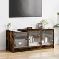 vidaXL TV skrinka so sklenenými dvierkami dymový dub 102x37x42 cm