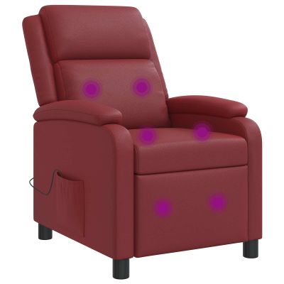 vidaXL Masážne relaxačné kreslo Víno červené Umelá koža