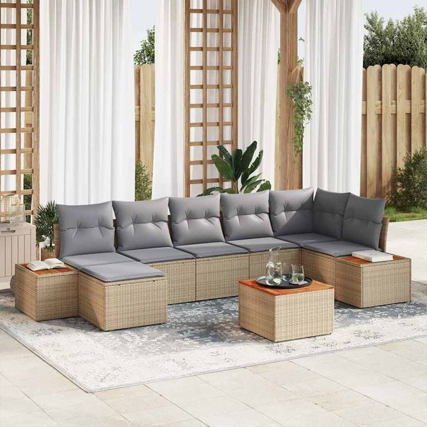 vidaXL Súprava záhradných pohoviek 8 pcs Beige a svetlo šedá Polyratan