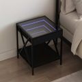 vidaXL Nočný stolík s nekonečnými LED čierny 40x40x49 cm