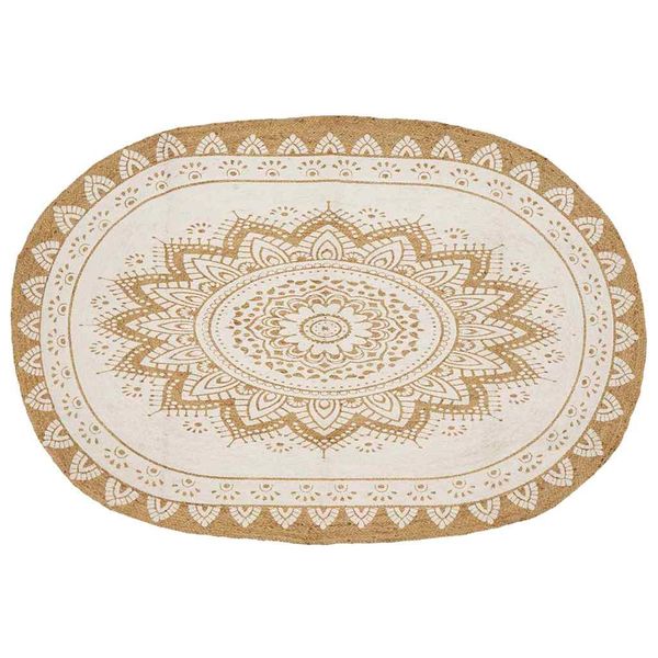vidaXL Kusové koberce Prírodná s bielym potlačou 152 x 245 cm Juta