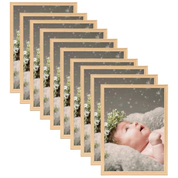 vidaXL Fotorámiky na stôl, koláž 10 ks, svetlý dub 15x21 cm