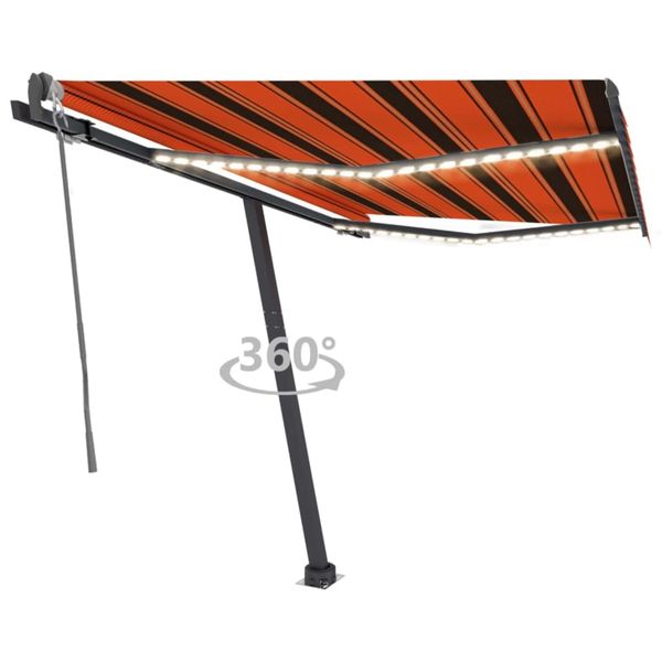 vidaXL Automatická markíza s LED a senzorom 300x250 cm oranžovo-hnedá