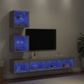 vidaXL 5-dielne TV nástenné skrinky s LED sivé sonoma kompozitné drevo