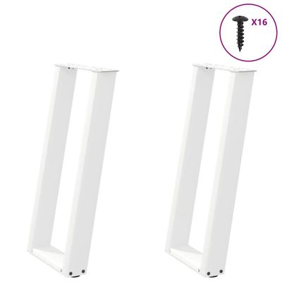 vidaXL Nohy ku konzolovému stolu v tvare U, 2 ks, biele, 38 x (72-73) cm, oceľové