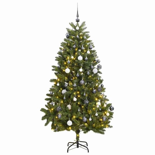 vidaXL Umelý vianočný stromček na pántoch s 300 LED diódami a guľami 300 cm