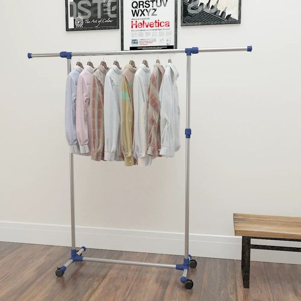 vidaXL Nastaviteľný nerezový vešiak 165x44x150 cm strieborný