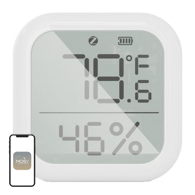Senzor teploty a vlhkosti MOES ZSS-KB-TH-LF-C s rozhraním ZigBee a LCD displejom