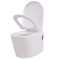 vidaXL Keramické závesné WC, biele