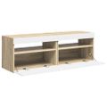 vidaXL TV skrinky s LED svetlami 2 ks biele a dub sonoma 60x35x40 cm